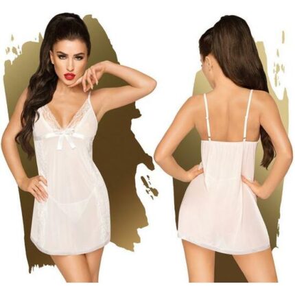 PENTHOUSE CASUAL SEDUCTION - MINI VESTIDO SATÉN CON TANGA - BLANCO - 001