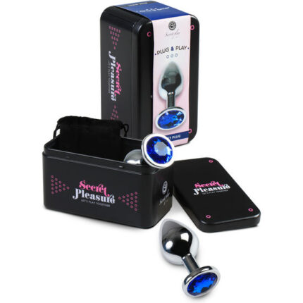 PLUG ANAL METAL PEQUEÑO AZUL CON BOLSA - 001