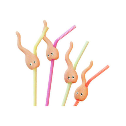 12 PAJITAS CAÑITAS SORBETES ESPERMATOZOIDES OJOS PINTADOS UNID. 40 CM - 001