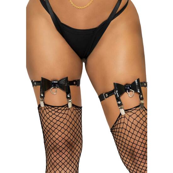 LEG AVENUE - LIGUERO DE CUERO VEGANO - NEGRO - 001 LEG AVENUE - LIGUERO DE CUERO VEGANO - NEGRO - 001