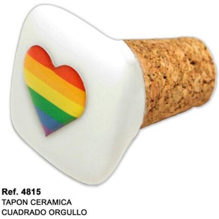 TAPON CERAMICA CORCHO CUADRADO CON BANDERA LGBT - 001