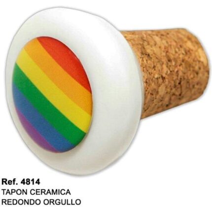 TAPON CERAMICA CORCHO REDONDO CON BANDERA LGBT - 001
