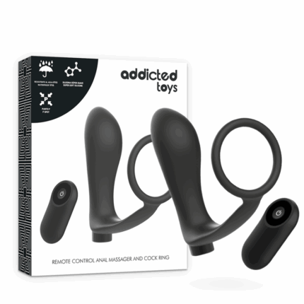 ADDICTED TOYS - ANILLA PENE CON PLUG ANAL CONTROL REMOTO NEGRO RECARGABLE - sexbliss - Foto 1