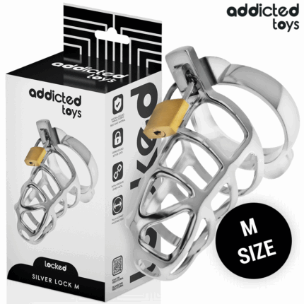 ADDICTED TOYS LOCKED - SILVER LOCK JAULA PARA PENE DE METAL TALLA M - sexbliss - Foto 1
