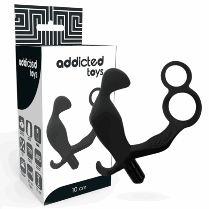 ADDICTED TOYS - PLUG ANAL CON ANILLA DOBLE PENE Y TESTÍCULOS NEGRO - sexbliss - Foto 1