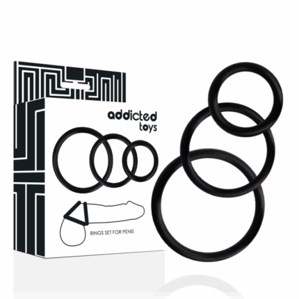 ADDICTED TOYS - SET ANILLOS PENE NEGRO - sexbliss - Foto 1