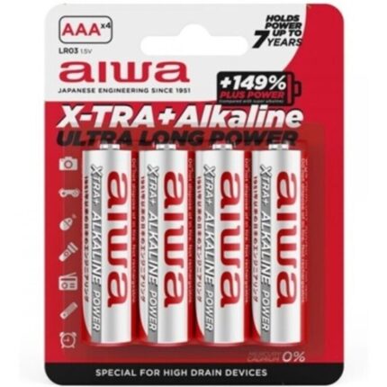 AIWA - X-TRA ALKALINE PILA ALCALINA AAA LR03 BLISTER*4 - sexbliss - Foto 1