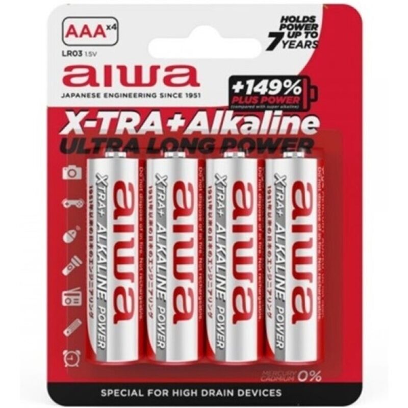 AIWA - X-TRA ALKALINE PILA ALCALINA AAA LR03 BLISTER*4 - Foto 1 AIWA - X-TRA ALKALINE PILA ALCALINA AAA LR03 BLISTER*4 - sexbliss - Foto 1