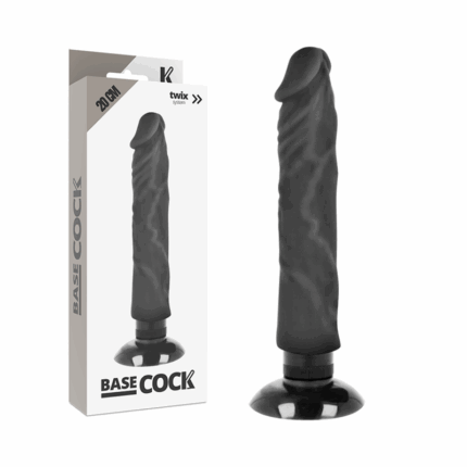 BASECOCK - VIBRADOR REALÍSTICO 2-1 NATURAL NEGRO 20 CM -O- 4 CM - sexbliss - Foto 1