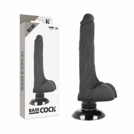 BASECOCK - VIBRADOR REALÍSTICO 2-1 NEGRO 18.5 CM -O- 4 CM - sexbliss - Foto 1
