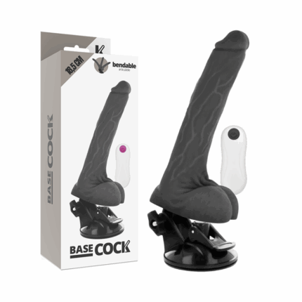 BASECOCK - VIBRADOR REALÍSTICO ARTICULABLE CONTROL REMOTO NEGRO 18.5 CM -O- 4 CM - sexbliss - Foto 1