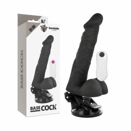 BASECOCK - VIBRADOR REALÍSTICO ARTICULABLE CONTROL REMOTO NEGRO 20 CM -O- 4.5 CM - sexbliss - Foto 1