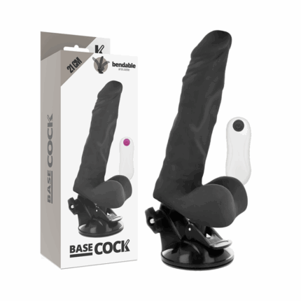 BASECOCK - VIBRADOR REALÍSTICO ARTICULABLE CONTROL REMOTO NEGRO 21 CM -O- 5 CM - sexbliss - Foto 1