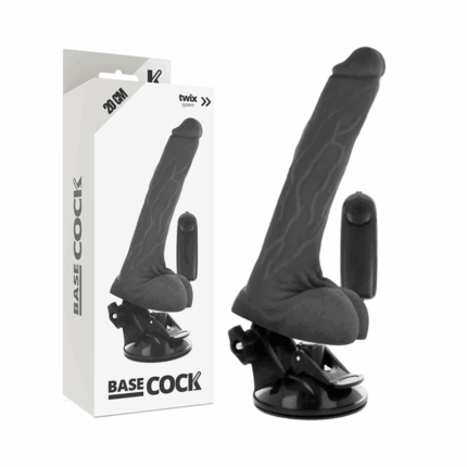 BASECOCK - VIBRADOR REALÍSTICO CONTROL REMOTO NEGRO CON TESTÍCULOS 20 CM -O- 4 CM - sexbliss - Foto 1