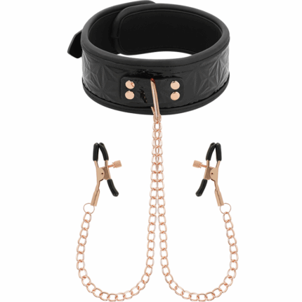 BEGME - BLACK EDITION COLLAR CON CADENAS Y PINZAS PEZONES CON FORRO DE NEOPRENO - sexbliss - Foto 1