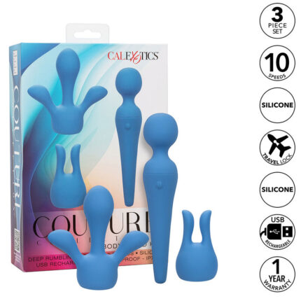 CALEXOTICS - COUTURE KIT VIBRADOR WAND 10 VIBRACIONES AZUL - sexbliss - Foto 1