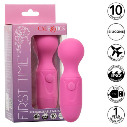 CALEXOTICS - FIRST TIME MASAJEADOR RECARGABLE 10 VIBRACIONES ROSA - sexbliss - Foto 1