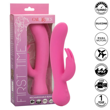 CALEXOTICS - FIRST TIME VIBRADOR RABBIT RECARGABLE ROSA - sexbliss - Foto 1