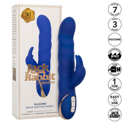 CALEXOTICS - JACK VIBRADOR RABBIT MOVIMIENTO DE ONDAS AZUL - sexbliss - Foto 1