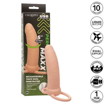 CALEXOTICS - MAXX DOBLE PENETRADOR GRUESO 10 VIBRACIONES NATURAL - sexbliss - Foto 1