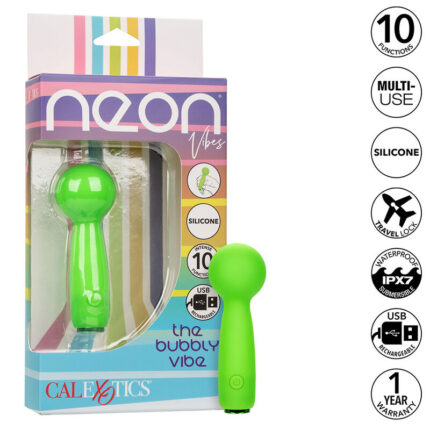 CALEXOTICS - NEON VIBES THE BUBBLY VIBE MINI MASAJEADOR 10 VIBRACIONES VERDE - sexbliss - Foto 1