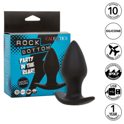CALEXOTICS - ROCK BOTTOM PERFECT PLUG ANAL 10 VIBRACIONES SILICONA NEGRO - sexbliss - Foto 1