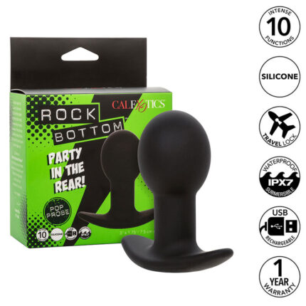 CALEXOTICS - ROCK BOTTOM PLUG ANAL 10 VIBRACIONES SILICONA NEGRO - sexbliss - Foto 1