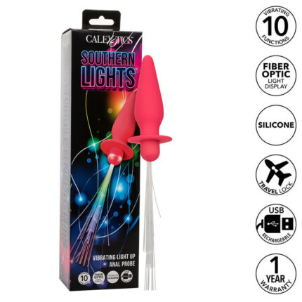 CALEXOTICS - SOUTHERN LIGHTS LIGHT UP PLUG ANAL CON LUCES 10 VIBRACIONES SILICONA ROSA - sexbliss - Foto 1