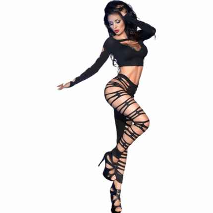 CHILIROSE - CR 3654 TOP & LEGGINS NEGRO S/M - sexbliss - Foto 1