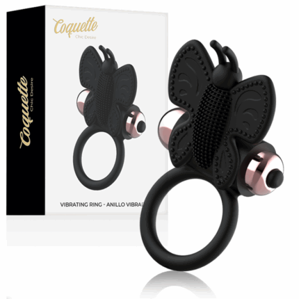 COQUETTE CHIC DESIRE - COCK RING BUTTERFLY ANILLO VIBRADOR NEGRO / GOLD - sexbliss - Foto 1