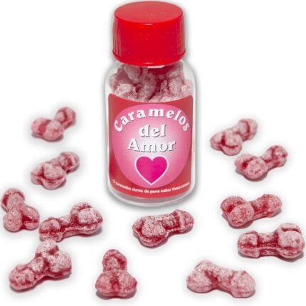 DIABLO PICANTE - 12 CARAMELOS DEL AMOR FORMA PENE FRESA/CEREZA - sexbliss - Foto 1