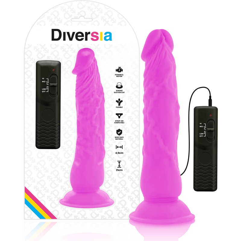 DIVERSIA - DILDO REALÍSTICO FLEXIBLE CON VIBRACIÓN LILA 21 CM -O- 4.9 CM - Foto 1 DIVERSIA - DILDO REALÍSTICO FLEXIBLE CON VIBRACIÓN LILA 21 CM -O- 4.9 CM - sexbliss - Foto 1