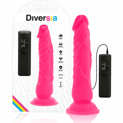 DIVERSIA - DILDO REALÍSTICO FLEXIBLE CON VIBRACIÓN ROSA 21 CM -O- 4.9 CM - sexbliss - Foto 1