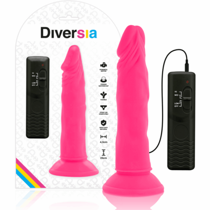 DIVERSIA - DILDO REALÍSTICO FLEXIBLE CON VIBRACIÓN ROSA 23 CM -O- 4.3 CM - sexbliss - Foto 1