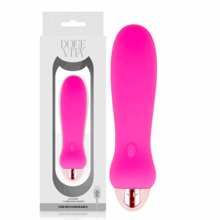 DOLCE VITA - VIBRADOR RECARGABLE FIVE ROSA 7 VELOCIDADES - sexbliss - Foto 1