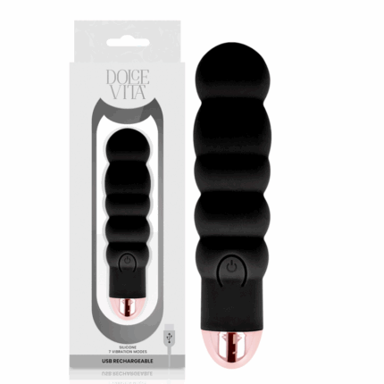 DOLCE VITA - VIBRADOR RECARGABLE SIX NEGRO 7 VELOCIDADES - sexbliss - Foto 1