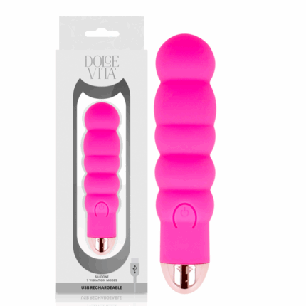 DOLCE VITA - VIBRADOR RECARGABLE SIX ROSA 7 VELOCIDADES - sexbliss - Foto 1