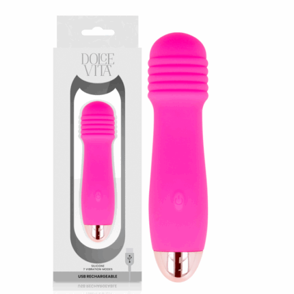 DOLCE VITA - VIBRADOR RECARGABLE THREE ROSA 7 VELOCIDADES - sexbliss - Foto 1
