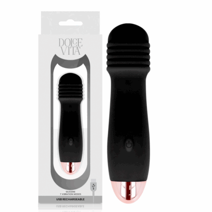 DOLCE VITA - VIBRADOR RECARGABLE TRES NEGRO 7 VELOCIDADES - sexbliss - Foto 1