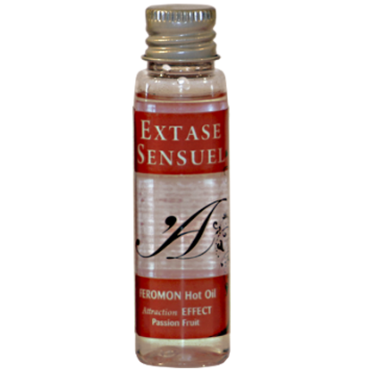EXTASE SENSUAL - ACEITE MASAJE EFECTO CALOR CON FEROMONAS FRUTA DE LA PASION VIAJE 35 ML - sexbliss - Foto 1