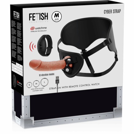 FETISH SUBMISSIVE CYBER STRAP - ARNÉS CON DILDO CONTROL REMOTO TECNOLOGÍA WATCHME M - sexbliss - Foto 1