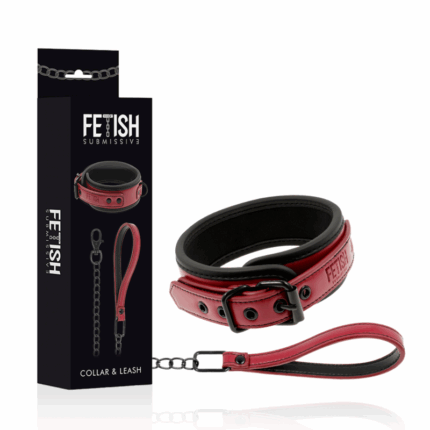 FETISH SUBMISSIVE DARK ROOM - COLLAR CON CADENA CON FORRO DE NEOPRENO - sexbliss - Foto 1