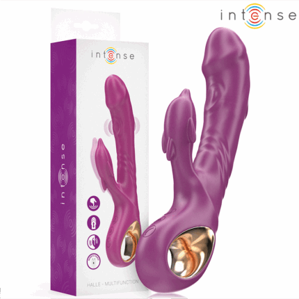 INTENSE - HALLE VIBRADOR MULTIFUNCIÓN CON LENGUA ESTIMULADORA EN FORMA DE DELFÍN MORADO - sexbliss - Foto 1
