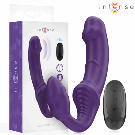 INTENSE - JILL VIBRADOR DOBLE 20 CM VIOLETA CONTROL REMOTO - sexbliss - Foto 1