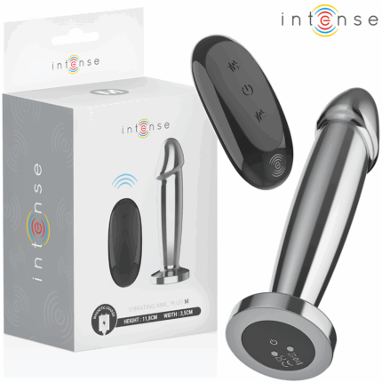 INTENSE - PLUG ANAL 10 VIBRACIONES METAL EN FORMA DE DILDO CON CONTROL REMOTO M - sexbliss - Foto 1