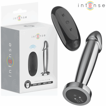 INTENSE - PLUG ANAL 10 VIBRACIONES METAL EN FORMA DE DILDO CON CONTROL REMOTO S - sexbliss - Foto 1