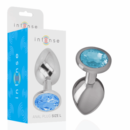 INTENSE - PLUG ANAL METAL ALUMINIO CON CRISTAL AZUL TALLA L - sexbliss - Foto 1