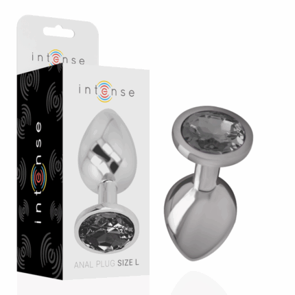 INTENSE - PLUG ANAL METAL ALUMINIO CON CRISTAL NEGRO TALLA L - sexbliss - Foto 1