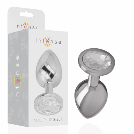 INTENSE - PLUG ANAL METAL ALUMINIO CON CRISTAL PLATA TALLA L - sexbliss - Foto 1