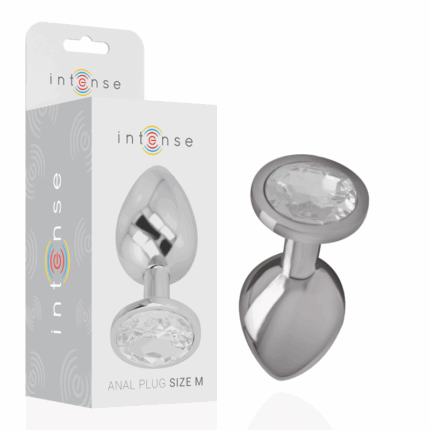 INTENSE - PLUG ANAL METAL ALUMINIO CON CRISTAL PLATA TALLA M - sexbliss - Foto 1